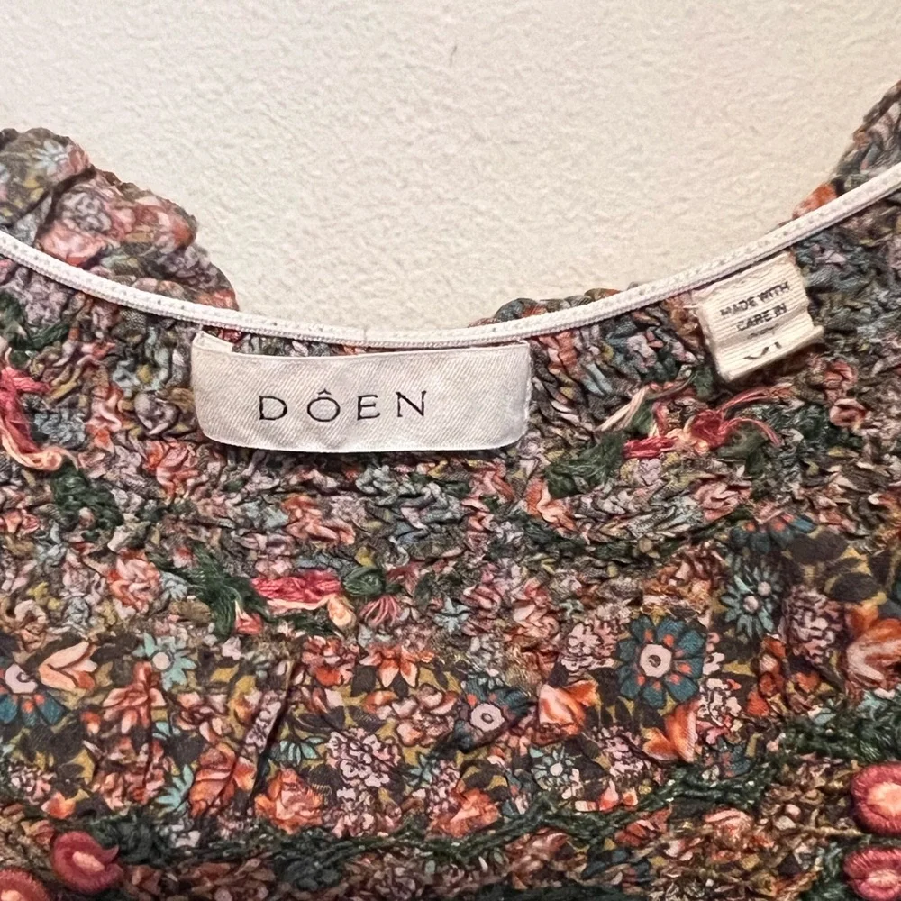 DOEN Elba Top in Yellow Laurel Canyon Rose Floral Print XL - Picture 3 of 12